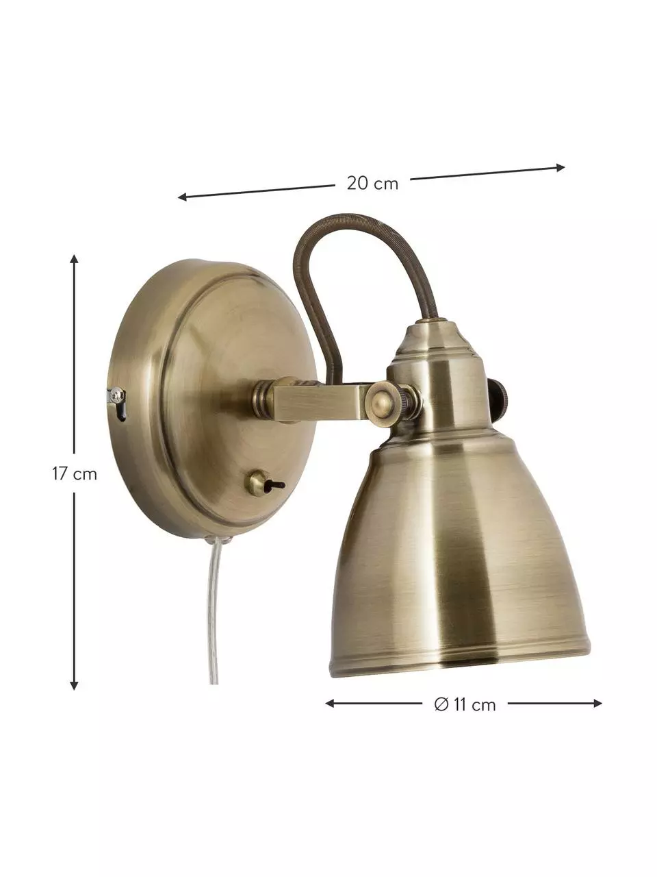 Markslöjd Verstellbare Wandleuchte Fjallbacka mit Stecker in Messing, T 20 x H 17 cm 5 Markslöjd Verstellbare Wandleuchte Fjallbacka mit Stecker in Messing, T 20 x H 17 cm – Bild 3