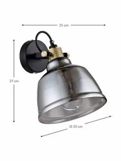 Verstellbare Wandleuchte Irving aus Rauchglas, T 25 x H 27 cmNur noch 1 Artikel verfügbar -Leuchten Verkaufsladen Verstellbare Wandleuchte Irving aus Rauchglas 1