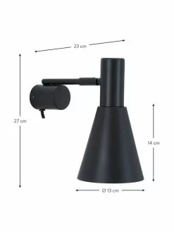 Westwing Collection Verstellbare Wandleuchte Sia mit Stecker in Mattschwarz, T 23 x H 27 cm -Leuchten Verkaufsladen Verstellbare Wandleuchte Sia mit Stecker in Mattschwarz 2