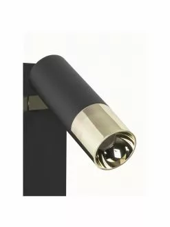 Westwing Collection Verstellbarer LED-Wandstrahler Bobby in Schwarz-Gold, B 7 x H 15 cm -Leuchten Verkaufsladen Verstellbarer LED Wandstrahler Bobby in Schwarz Gold 3
