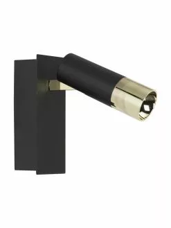 Westwing Collection Verstellbarer LED-Wandstrahler Bobby in Schwarz-Gold, B 7 x H 15 cm -Leuchten Verkaufsladen Verstellbarer LED Wandstrahler Bobby in Schwarz Gold 5