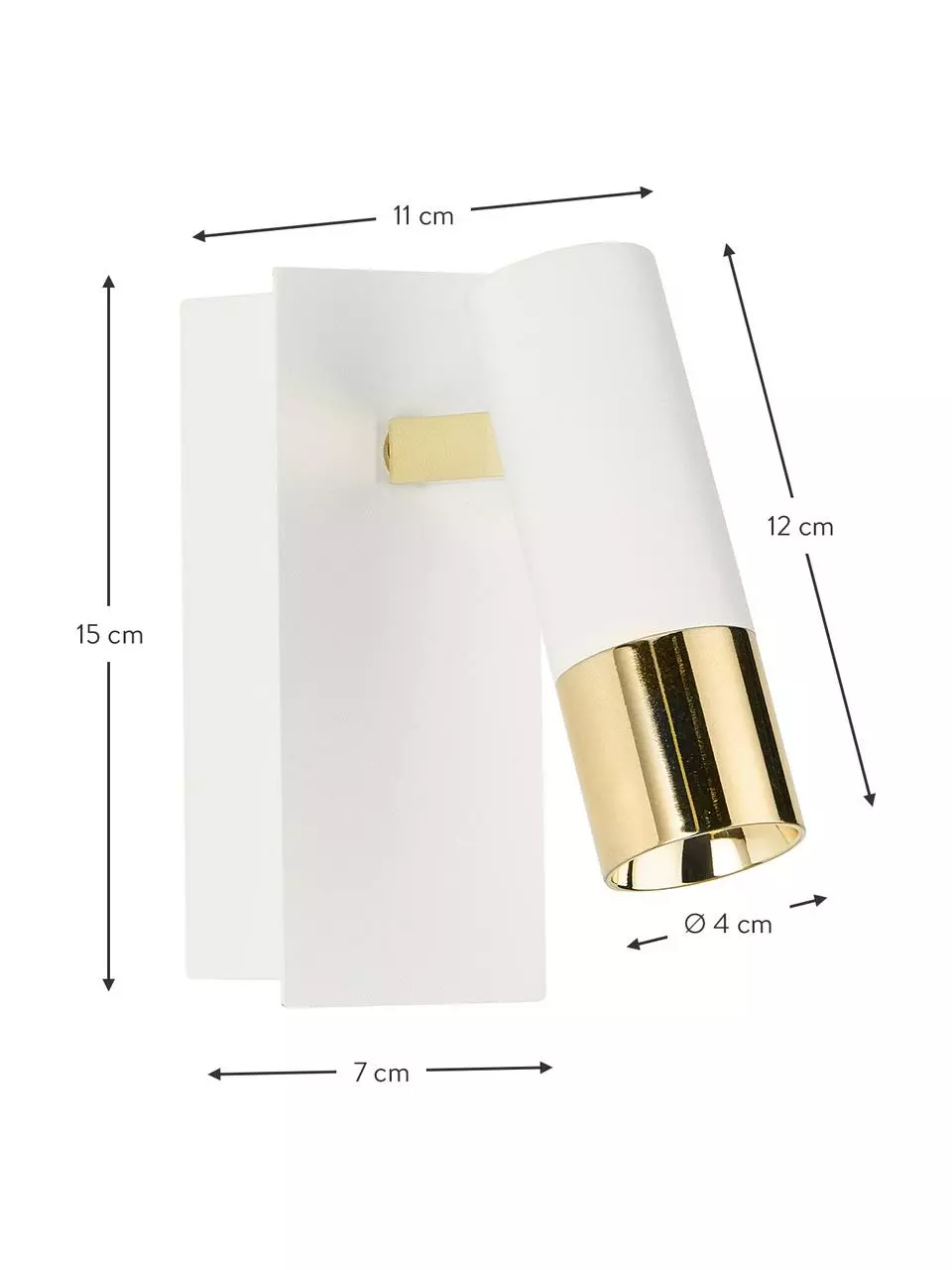 Westwing Collection Verstellbarer LED-Wandstrahler Bobby in Weiß-Gold, B 7 x H 15 cm 4 Westwing Collection Verstellbarer LED-Wandstrahler Bobby in Weiß-Gold, B 7 x H 15 cm – Bild 2