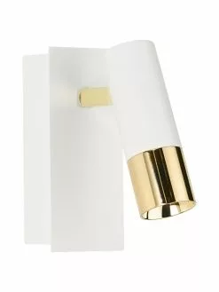 Westwing Collection Verstellbarer LED-Wandstrahler Bobby in Weiß-Gold, B 7 x H 15 cm