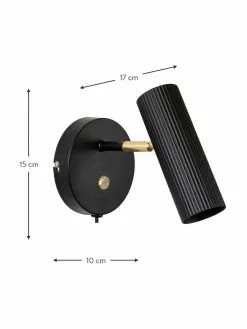 Globen Lighting Verstellbarer Wandstrahler Hubble mit Stecker in Schwarz, T 17 x H 15 cm -Leuchten Verkaufsladen Verstellbarer Wandstrahler Hubble mit Stecker in Schwarz 2