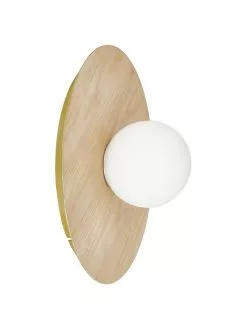 Westwing Collection Wand- und Deckenleuchte Starling in Holzoptik, Ø 33 x T 14 cm