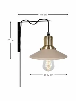 Globen Lighting Wandleuchte Disc mit Stecker in Beige, B 22 x T 40 cm -Leuchten Verkaufsladen Wandleuchte Disc mit Stecker in Beige 1