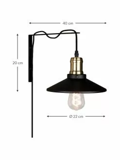 Globen Lighting Wandleuchte Disc mit Stecker in Schwarz, B 22 x T 40 cm 8 Globen Lighting Wandleuchte Disc mit Stecker in Schwarz, B 22 x T 40 cm -Leuchten Verkaufsladen Wandleuchte Disc mit Stecker in Schwarz 2