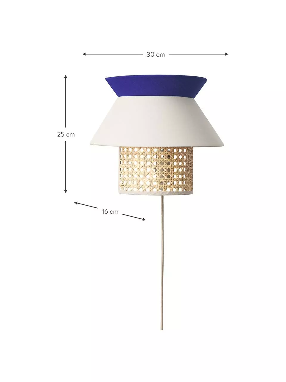 Westwing Collection Wandleuchte Klea aus Wiener Geflecht in Creme/Dunkelblau, B 30 x L 200 cm 4 Westwing Collection Wandleuchte Klea aus Wiener Geflecht in Creme/Dunkelblau, B 30 x L 200 cm – Bild 2