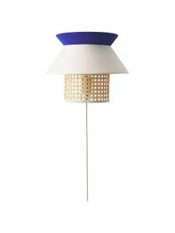 Westwing Collection Wandleuchte Klea aus Wiener Geflecht in Creme/Dunkelblau, B 30 x L 200 cm