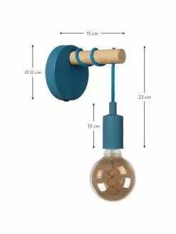 Lucide Wandleuchte Pola mit Stecker in Blau, T 16 x H 22 cmNur noch 1 Artikel verfügbar -Leuchten Verkaufsladen Wandleuchte Pola mit Stecker in Blau 2